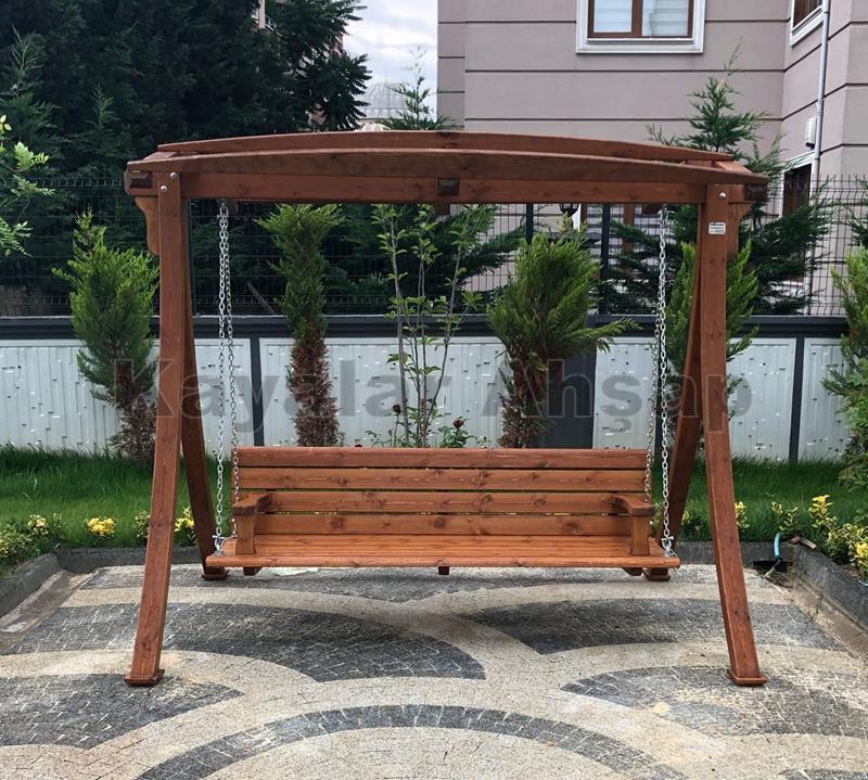 SA-102 Ahşap Bahçe Salıncağı 200cm | Bilyalı Sistem ve Sibirya Çam