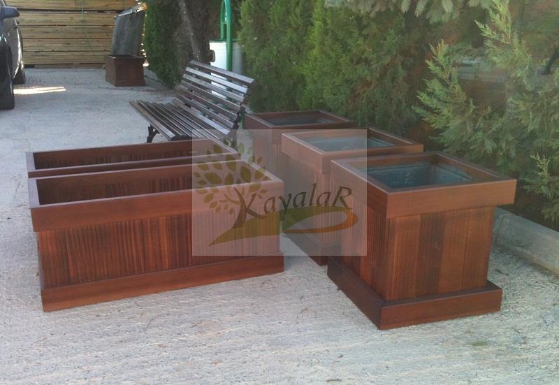 AS-101 Lüks Ahşap Saksı Fiyatları | Iroko Maun Sert Ağaç Çiçeklik (50x50 cm)