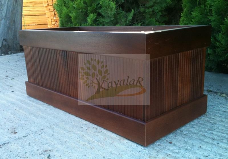 AS-102 Lüks Ahşap Saksı Fiyatları | Iroko Maun Sert Ağaç Çiçeklik (50x100 cm)
