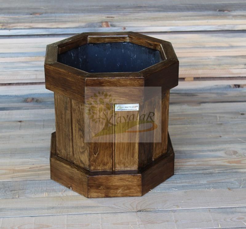 AS-107 Sekizgen Ahşap Saksı 50 cm | Octagonal Dış Mekan Çiçekliği Fiyatları