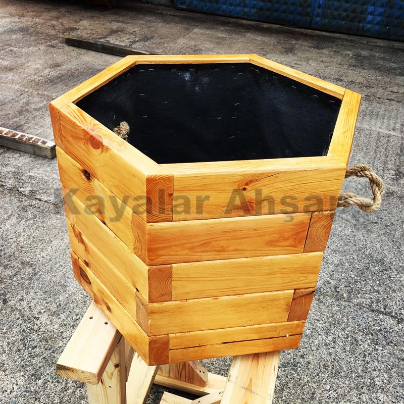 AS-110 Altıgen Ahşap Saksı 50 cm | 6 Gen Dış Mekan Saksı Modelleri