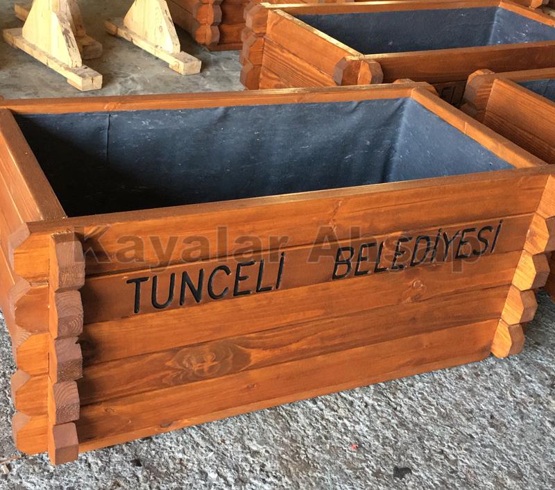 AS-125 Ahşap Saksı | Sibirya Çam Duvar Dibi ve Bahçe Modeli